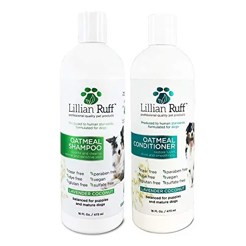 Lillian Ruff Oatmeal Shampoo and Conditioner set for dogs