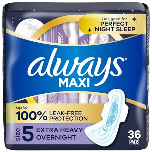 Always Maxi Overnight Pad with wings for heavy flow
