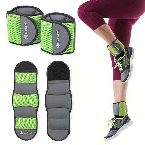 Gaiam ankle weights with sand-filled design and adjustable velcro straps