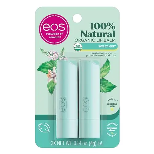 eos Organic Lip Balm sticks in sweet mint