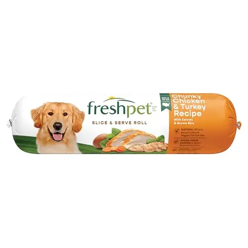 Freshpet slice and serve chicken turkey vegetable dog food roll