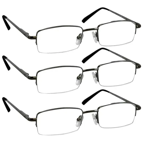 TruVision reading glasses in gunmetal metal frames with clear lenses
