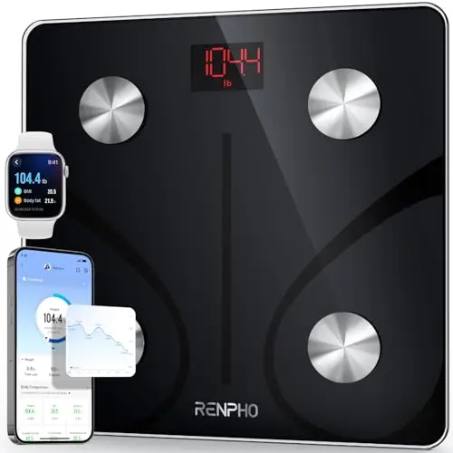 RENPHO smart body fat scale with Bluetooth connectivity and app display