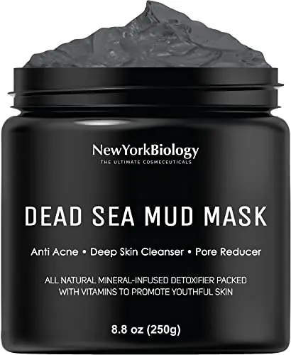 New York Biology Dead Sea Mud Mask jar with dark mud texture