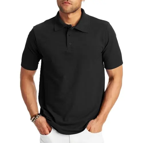 Hanes X-temp polo shirt in black with classic style