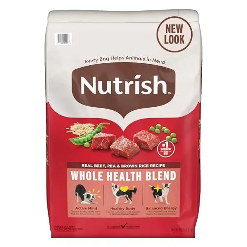Nutrish Real Beef, Pea and Brown Rice dry dog food bag