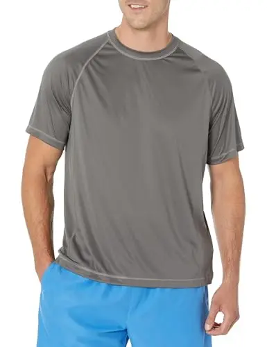 Amazon Essentials men's slim-fit quick-dry swim tee in charcoal
