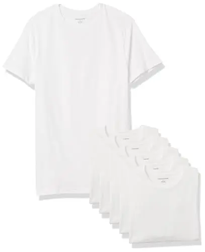 Amazon Essentials men's white cotton crew neck undershirt