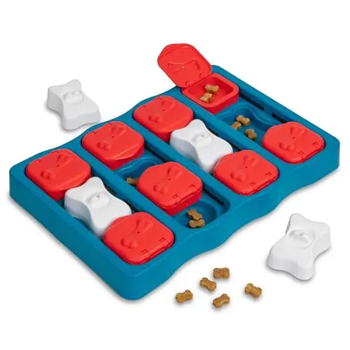 Outward Hound Dog Brick treat puzzle enrichment toy with sliders and lids