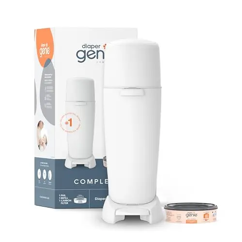Diaper Genie Complete white plastic diaper pail with foot pedal