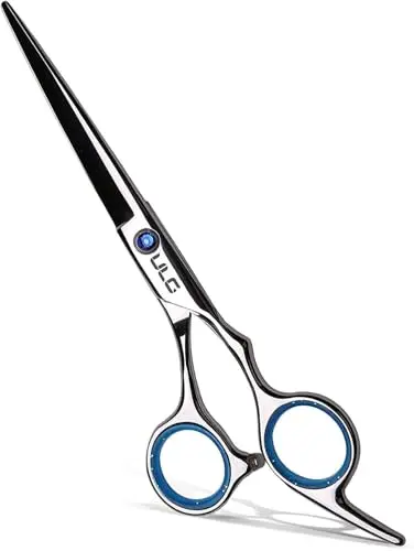 ULG blue professional hair scissors with offset grip