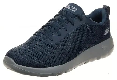 Skechers Go Walk Max sneakers in navy and gray showing flexible sole