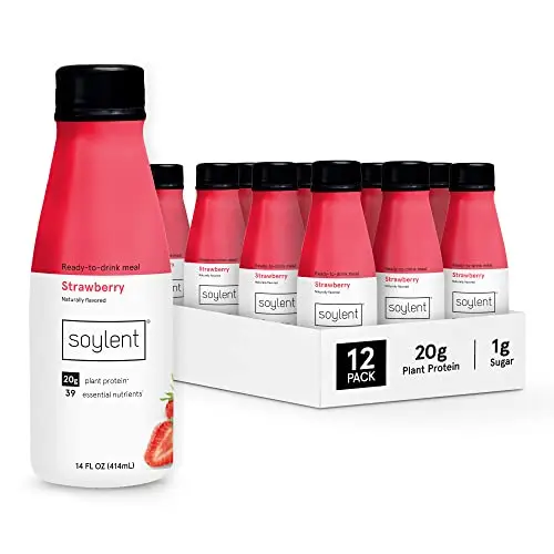 Soylent Strawberry Meal Replacement Shake ready-to-drink bottles