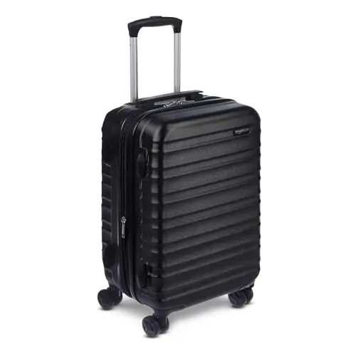 Amazon Basics hardside carry-on luggage in black