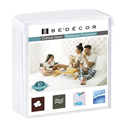 Bedecor queen mattress protector with cotton terry surface