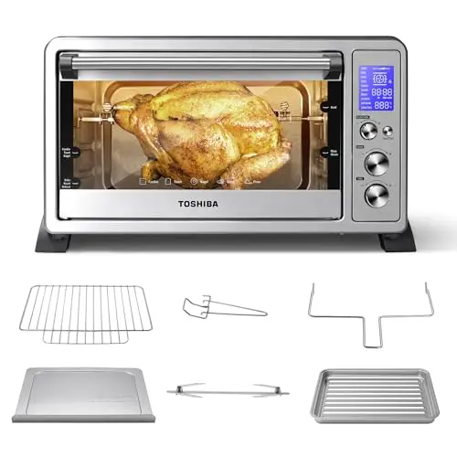 TOSHIBA large 6-slice convection toaster oven countertop in stainless steel