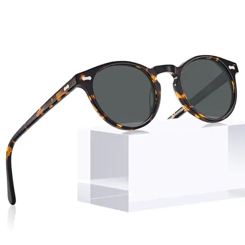 CARFIA round polarized sunglasses for women with acetate frames