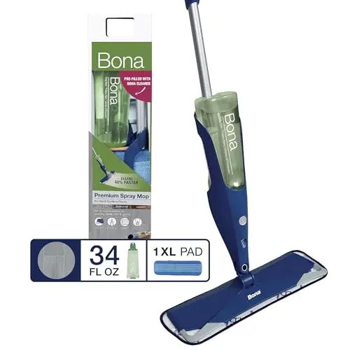 Bona premium spray mop with refillable cleaner cartridge and microfiber pad