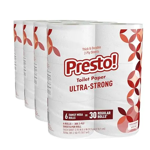 Presto! Ultra-Strong 2-ply toilet paper mega rolls