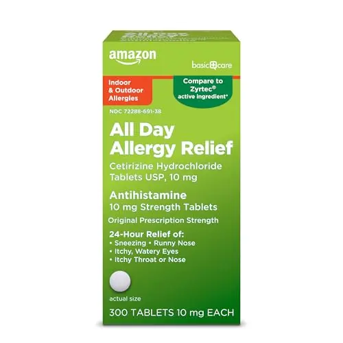 Amazon Basic Care cetirizine hydrochloride tablets for allergies