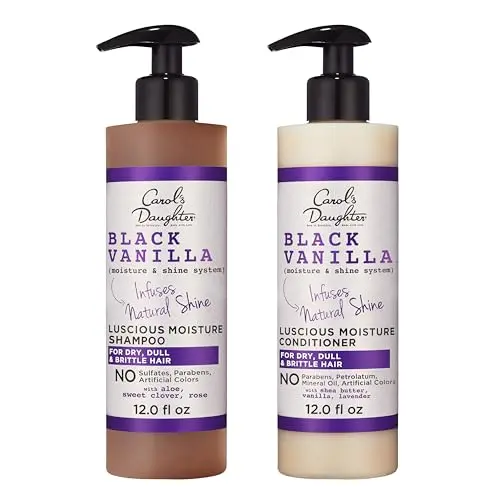 Carol's Daughter Black Vanilla Shampoo and Conditioner set for wavy hair