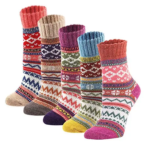 YZKKE multicolor wool crew socks for winter warmth