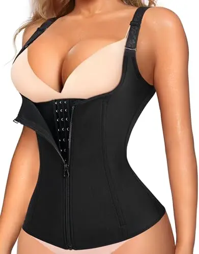 LODAY waist trainer corset with zipper and hook closure