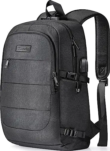 Tzowla Travel Laptop Backpack showing USB port and anti-theft features