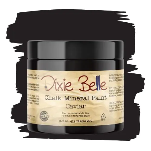 Dixie Belle Chalk Mineral Paint in Caviar black with elegant matte finish
