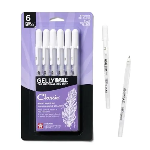 SAKURA Gelly Roll fine tip white gel pens
