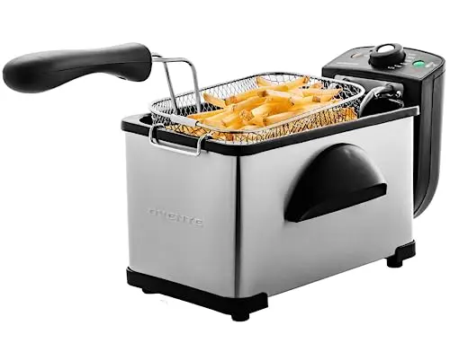 OVENTE compact deep fryer with odor filter and viewing window
