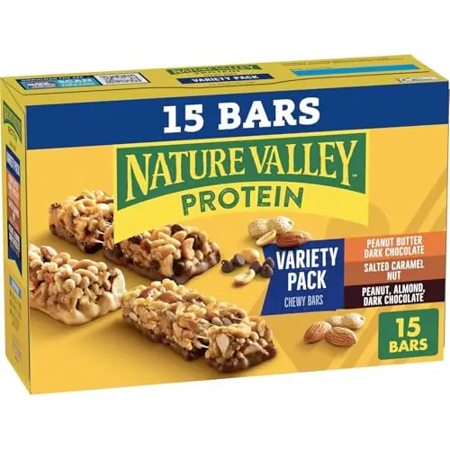 Nature Valley protein bars variety pack with multiple flavors in a box