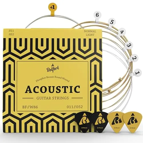 BELFORT Phosphor Bronze coated acoustic guitar strings with picks