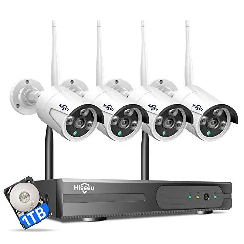 Hiseeu wireless security camera system with expandable NVR and night vision