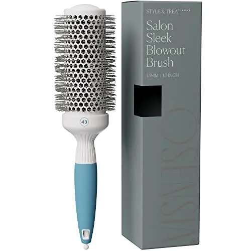 Osensia round ceramic hair brush in white with ionic bristles