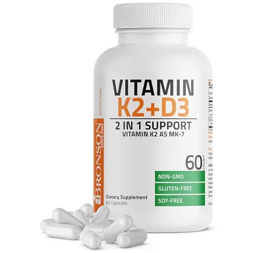 Bronson Vitamin K2 and D3 supplement capsules