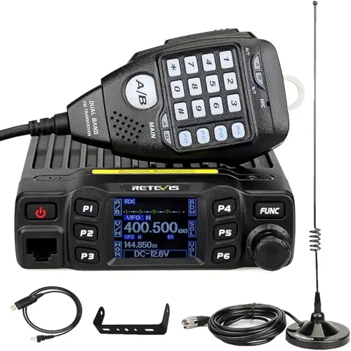 Retevis RT95 mobile ham radio with rotatable display for vehicle installation