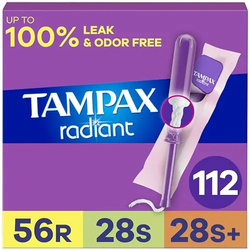 Tampax Radiant tampons variety pack with multiple absorbencies