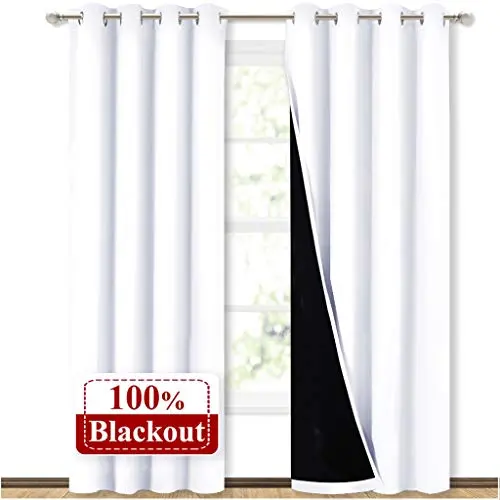 NICETOWN white blackout curtains with grommet top for nursery