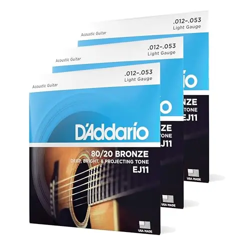 D'Addario 80/20 Bronze acoustic guitar strings 3-pack