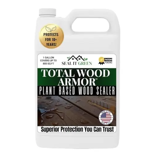 Deck Armor plant-based sealer on wood surface