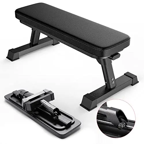 Finer Form foldable flat bench showing storage under bed