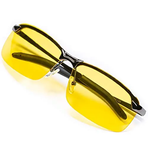Basic night driving glasses with polarized lenses and metal frame
