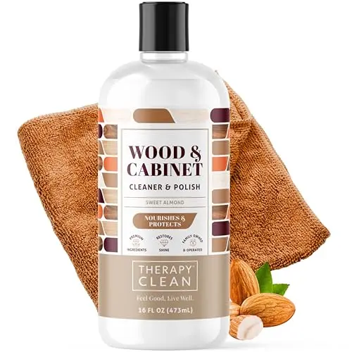 Therapy Wood Polish bottle with microfiber cloth