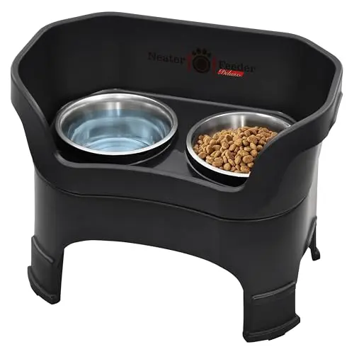 Neater Feeder Deluxe elevated dog bowl stand in black with leg extensions