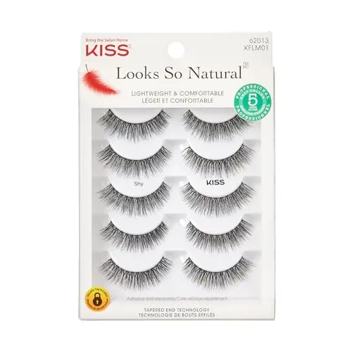 KISS Looks So Natural Shy false eyelashes in five-pair pack with natural 12mm length