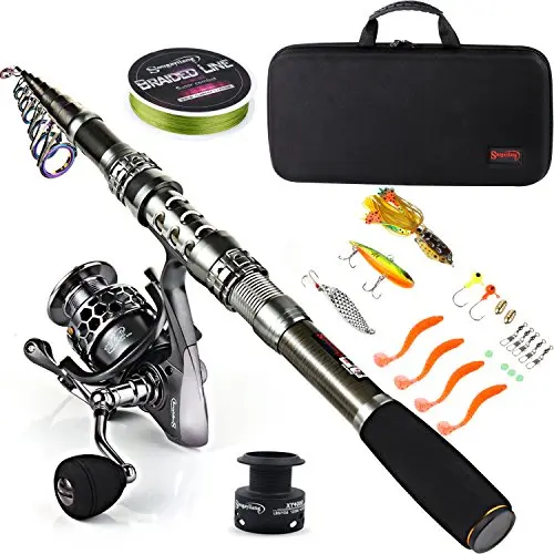 Sougayilang telescopic fishing rod and reel combo with carbon fiber material