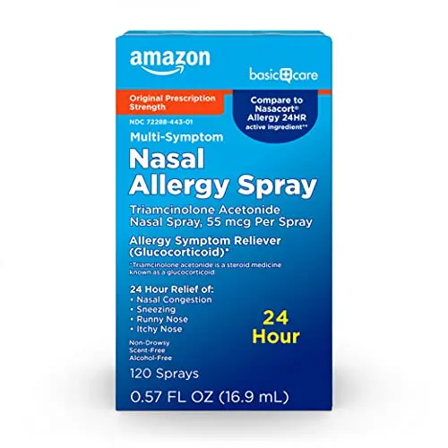 Amazon Basic Care 24 Hour Allergy Nasal Spray bottle