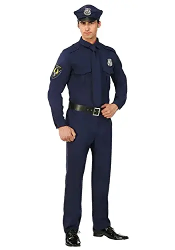 Men's police costume with shirt, pants, and accessories