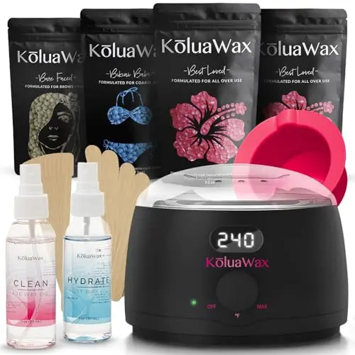 KoluaWax digital wax warmer kit with silicone bowl and accessories